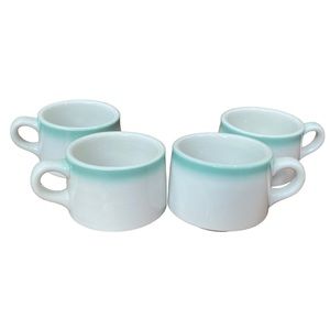 Lot of 4 Vintage Shenango Green Airbrush Restaurant Ware Coffee Mugs